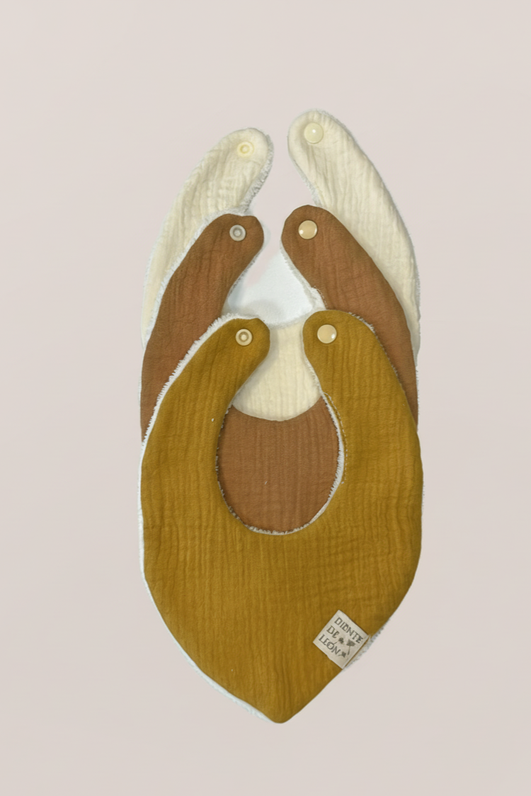 PACK BANDANA MOSTAZA + MOCCA + ECRU