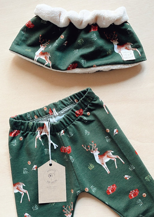 Legging Christmas talla 9-12m. Regalo cuello a conjunto