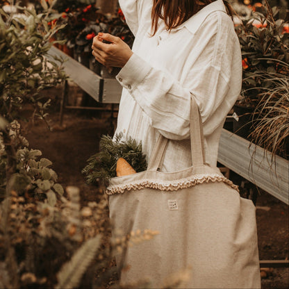 Bolsa de asas en algodón 100% color crudo melange