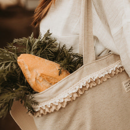 Bolsa de asas en algodón 100% color crudo melange