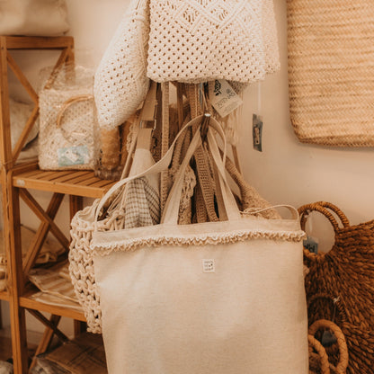 Bolsa de asas en algodón 100% color crudo melange